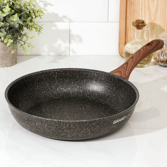 Сковорода Granit Ultra original, d=28 см, пластиковая ручка, антипригарное покрытие, цвет чёрный Сковорода Granit Ultra original, d=28 см, пластиковая ручка, антипригарное покрытие, цвет чёрный