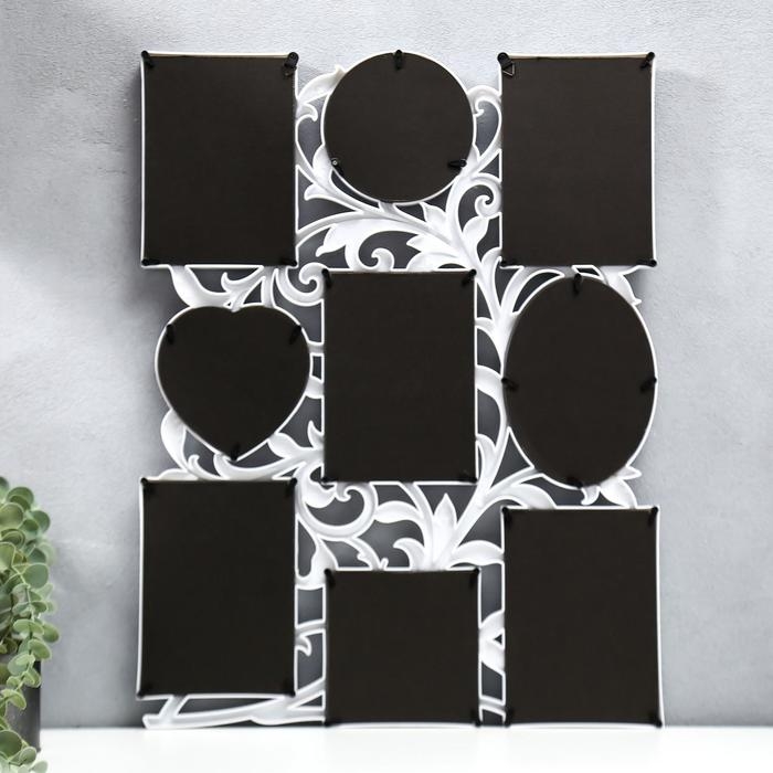 Фоторамка на 9 фото 10х10, 10х15 см  Фоторамка на 9 фото 10х10, 10х15 см "Семейная ветвь" белая 56,5х43х2 см