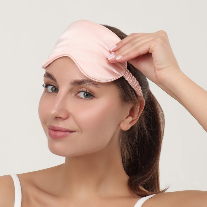 Маска для сна «ШЁЛК», 20 × 10,5 см, резинка одинарная, цвет розовый Маска для сна «ШЁЛК», 20 × 10,5 см, резинка одинарная, цвет розовый