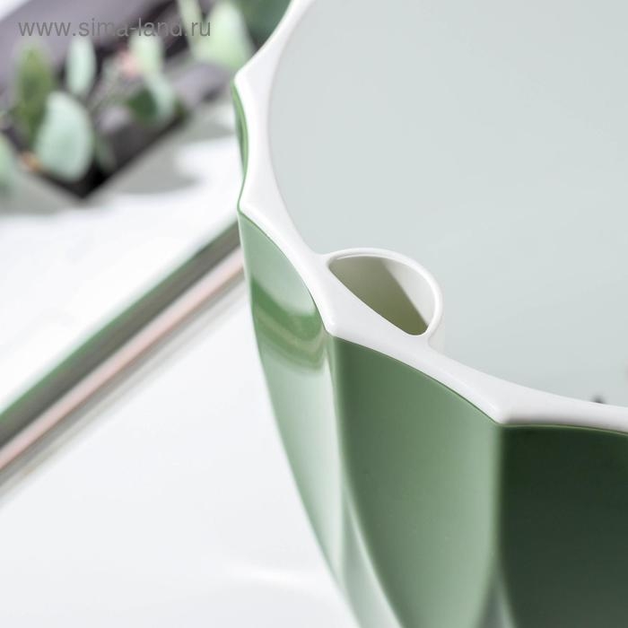 Кашпо для цветов со вставкой «Флюте», 3 л, цвет малахит Кашпо для цветов со вставкой «Флюте», 3 л, цвет малахит