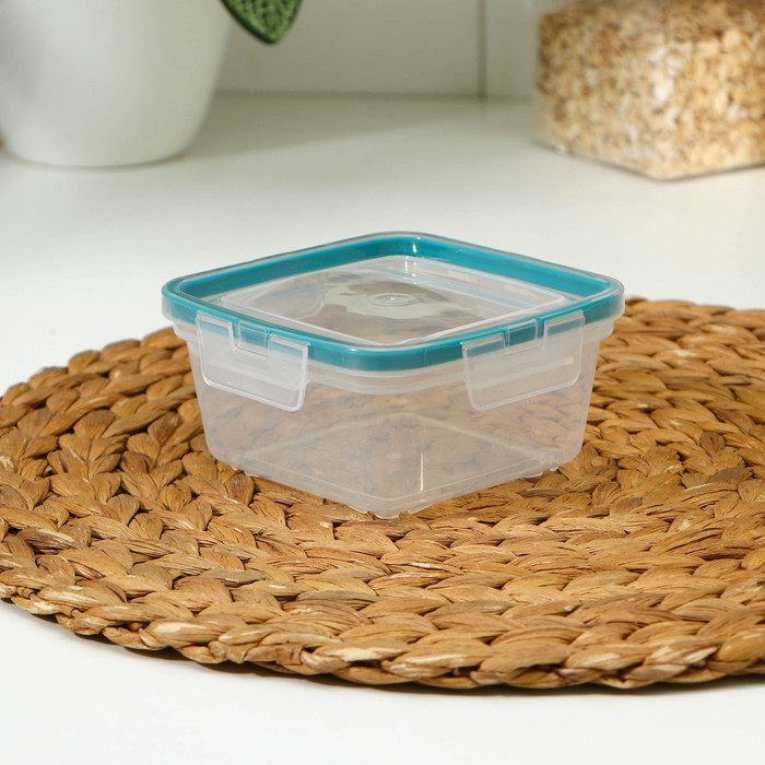 Набор контейнеров для продуктов с защёлкой, герметичная крышка, 3 шт: 400 мл, 800 мл, 1,5 л, прозрачные, крышка голубая Набор контейнеров для продуктов с защёлкой, герметичная крышка, 3 шт: 400 мл, 800 мл, 1,5 л, прозрачные, крышка голубая