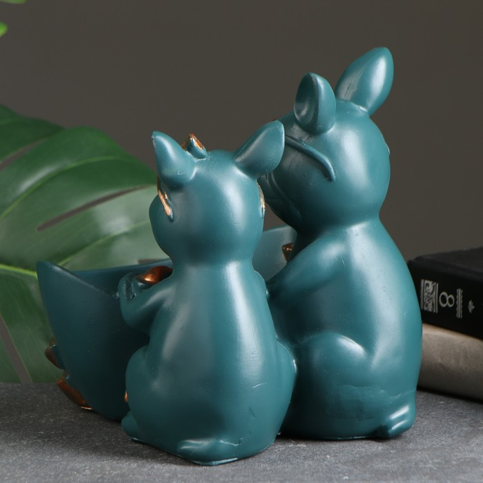 Подставка конфетница Подставка конфетница "Два бульдога" зеленая, 21х19х19см