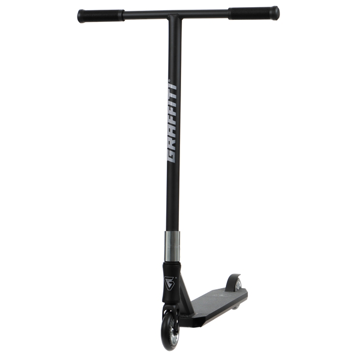Самокат трюковой GRAFFITI Advanced 24, колёса PU 100 мм, SCS компрессия, ABEC 9 Chrome, цвет чёрный Самокат трюковой GRAFFITI Advanced 24, колёса PU 100 мм, SCS компрессия, ABEC 9 Chrome, цвет чёрный