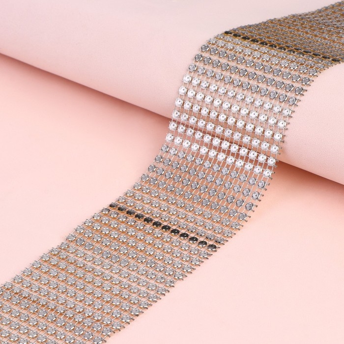 Лента с имитацией страз, 6 см, 1,5 м, цвет золотой Лента с имитацией страз, 6 см, 1,5 м, цвет золотой