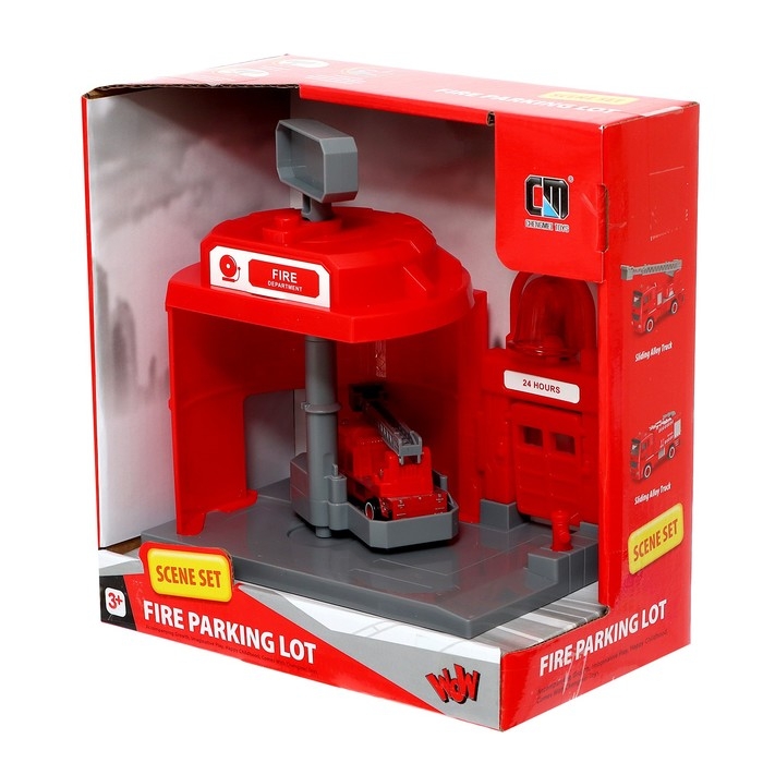 Парковка &laquo;Пожарная&raquo;, с подъёмом, машинка опускается с кнопки, звонит колокол, МИКС