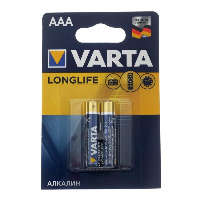 Батарейка алкалиновая Varta LongLife, AAA, LR03-2BL, 1.5В, блистер, 2 шт. Батарейка алкалиновая Varta LongLife, AAA, LR03-2BL, 1.5В, блистер, 2 шт.