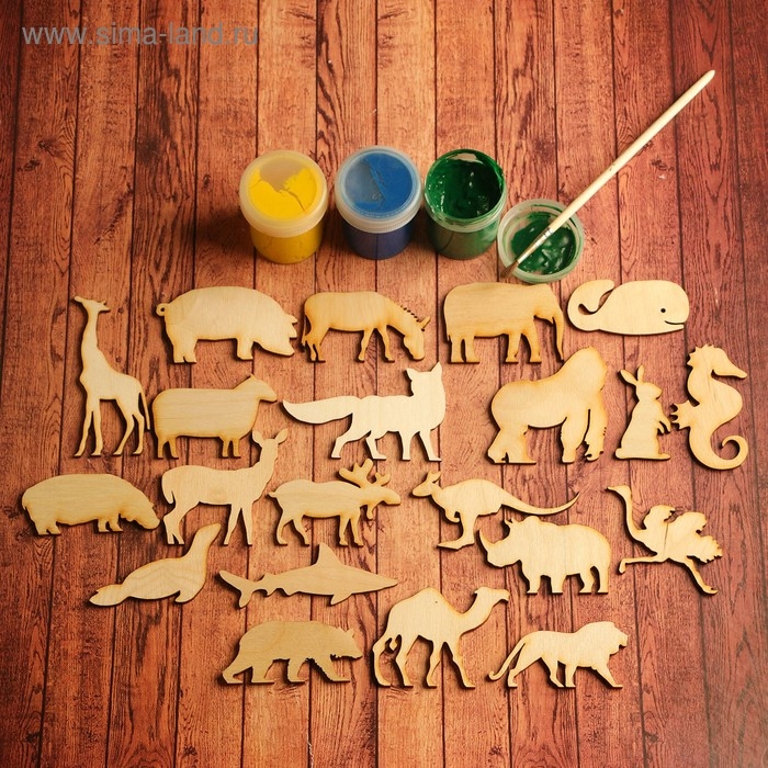 Набор заготовок для творчества «Животные», 21 шт, размер 6х6 см Набор заготовок для творчества «Животные», 21 шт, размер 6х6 см