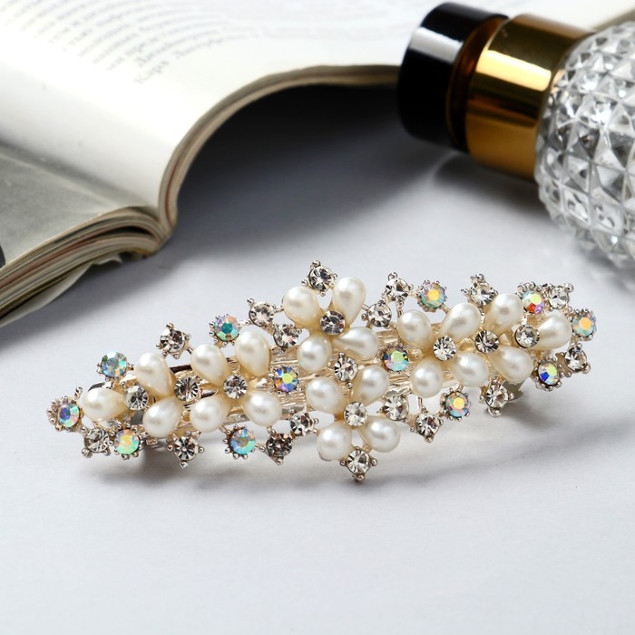 Заколка-автомат для волос Заколка-автомат для волос "Гелая" классика, 10 см, серебристо-белый