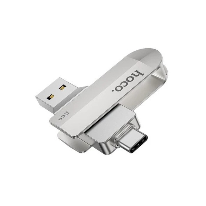 Флешка OTG Hoco UD10 Wise, 32 Гб, USB3.0, USB/Type-C, чт до 120 Мб/с, зап до 30 Мб/с, металл Флешка OTG Hoco UD10 Wise, 32 Гб, USB3.0, USB/Type-C, чт до 120 Мб/с, зап до 30 Мб/с, металл