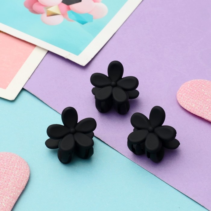 Краб для волос  Краб для волос "Ариэлла" (набор 6 шт) ромашка, 2,5 см, чёрный