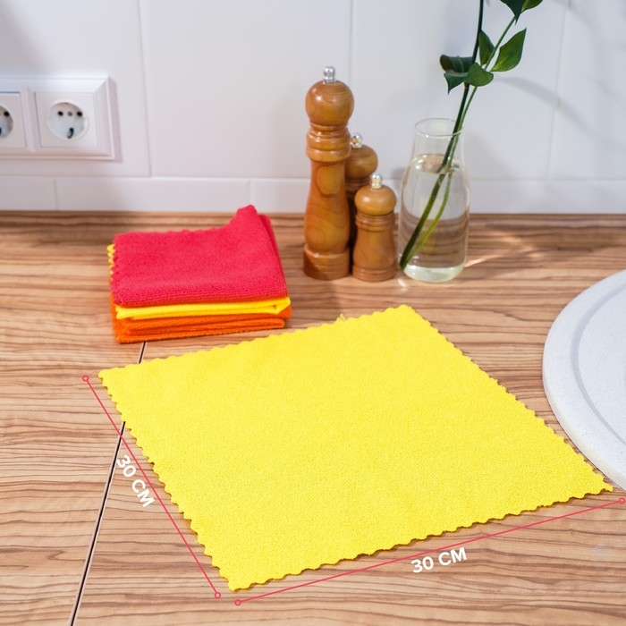 Салфетка универсальная Доляна «Промо», 180 г/м², 5 шт, 30×30 см, микрофибра, ультразвуковая обработка края, цвет МИКС Салфетка универсальная Доляна «Промо», 180 г/м², 5 шт, 30×30 см, микрофибра, ультразвуковая обработка края, цвет МИКС