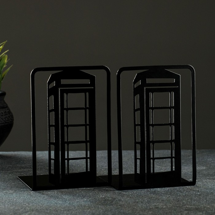 Держатель-подставка для книг  Держатель-подставка для книг "Лондон. Телефонная будка" набор 2шт, 15х10х10см, черный