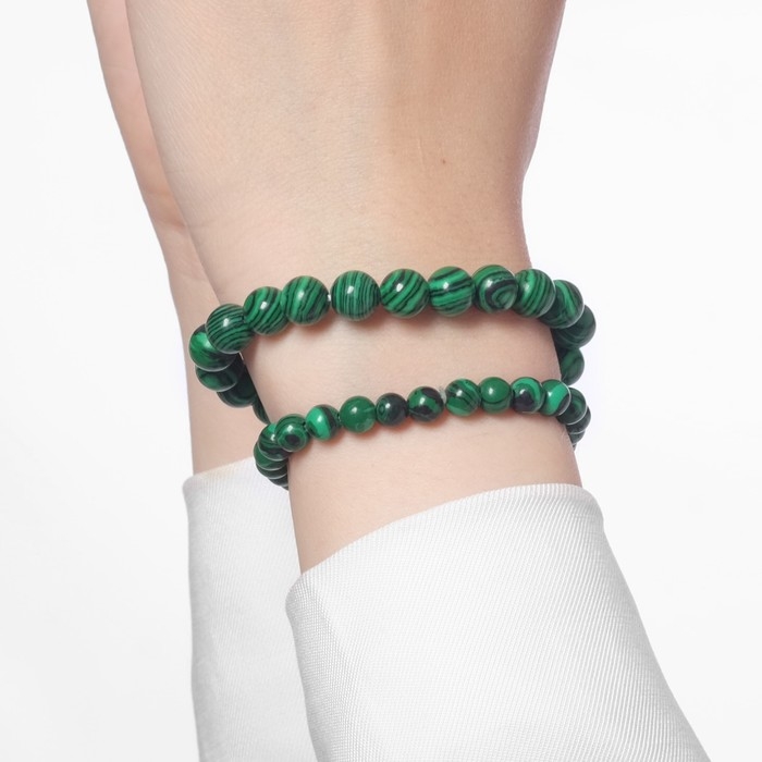 Набор браслетов 2 шт., шар №6 и №8 «Малахит», d=5,5 см Набор браслетов 2 шт., шар №6 и №8 «Малахит», d=5,5 см