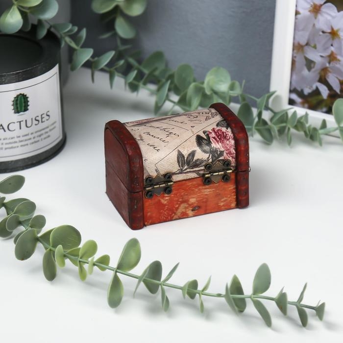 Шкатулка дерево сундучок  Шкатулка дерево сундучок "Цветущий город" 6х8х5,5 см