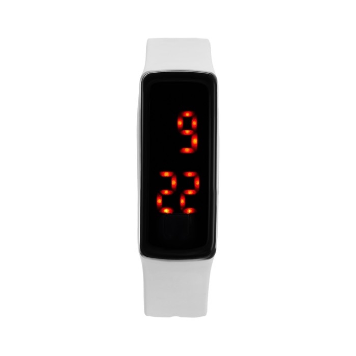 Часы наручные, электронные детские "Блик", ремешок силикон, циферблат 5 х 2 см, белые