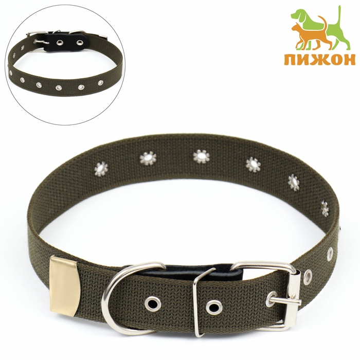 Ошейник брезентовый безразмерный однослойный, 72 х 3,5 см, ОШ 45-60 см, хаки Ошейник брезентовый безразмерный однослойный, 72 х 3,5 см, ОШ 45-60 см, хаки