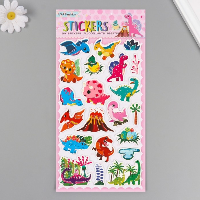 Наклейки для творчества бумага Наклейки для творчества бумага "Динопарк" 15х30 см