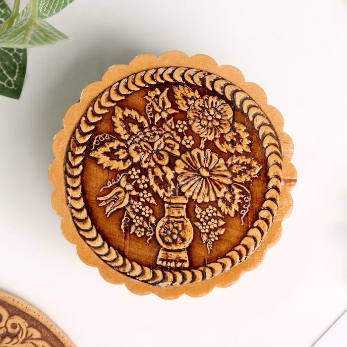 Шкатулка  Шкатулка "Букет", 60 х 35 мм, береста