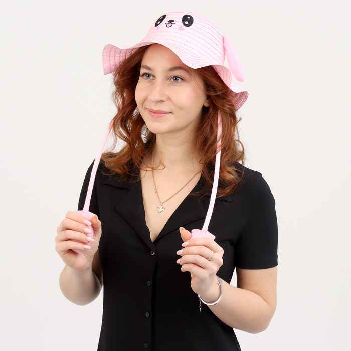 Панама Панама "Милый зайка", уши поднимаются р-р 52-54 цвет розовый