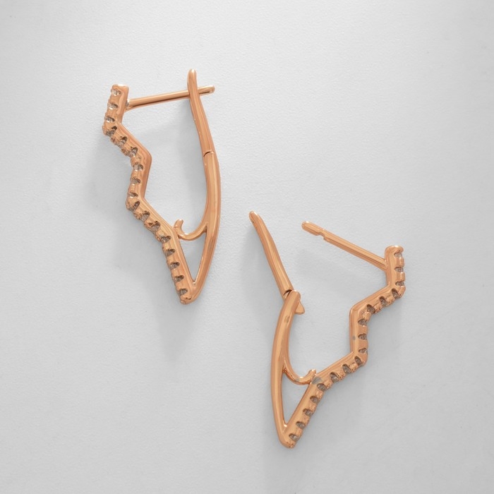 Серьги со стразами XUPING молния, цвет белый в розовом золоте