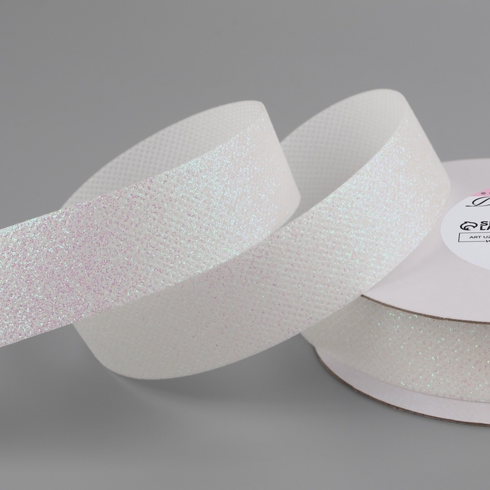 Лента декоративная «Блёстки», 25 мм × 9,1 ± 0,5 м, цвет белый с перламутром Лента декоративная «Блёстки», 25 мм × 9,1 ± 0,5 м, цвет белый с перламутром