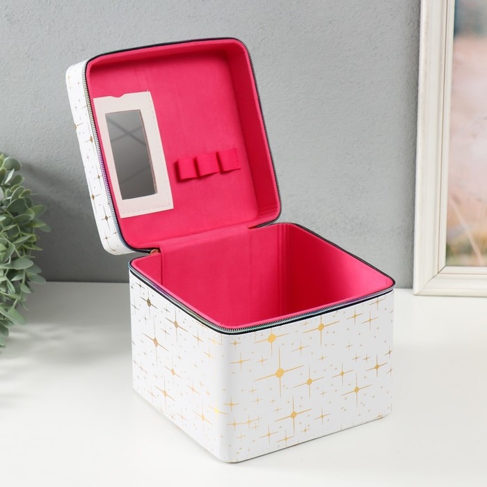 Шкатулка кожзам с зеркалом Шкатулка кожзам с зеркалом "Вспышка на белом" н-р 3 шт 16,5х16,5х14 15х15х10,5 19х19х19 см