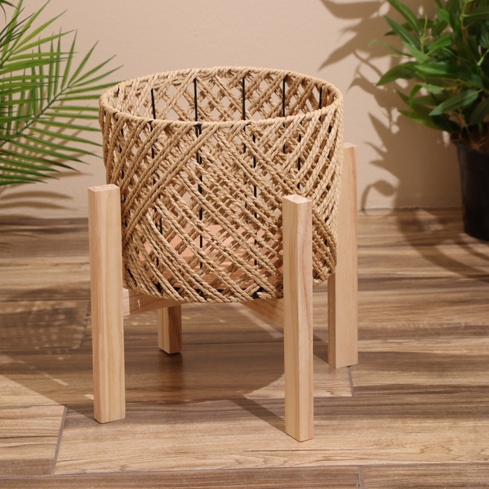 Набор плетёных кашпо, 3 шт 29х29х22 см, цв. светло-бежевый Набор плетёных кашпо, 3 шт 29х29х22 см, цв. светло-бежевый