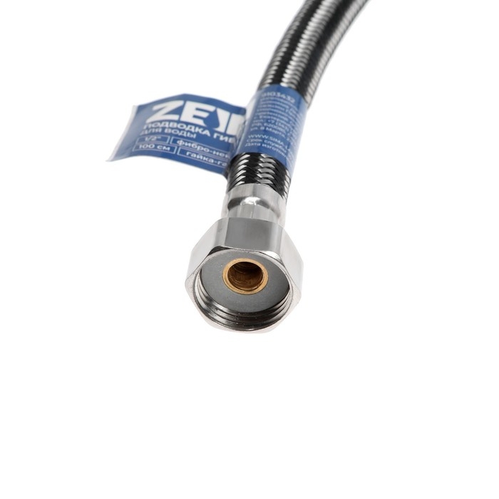 Подводка гибкая для воды ZEIN, фибр-онейлон, 1/2 Подводка гибкая для воды ZEIN, фибр-онейлон, 1/2", гайка-гайка, 100 см, черная