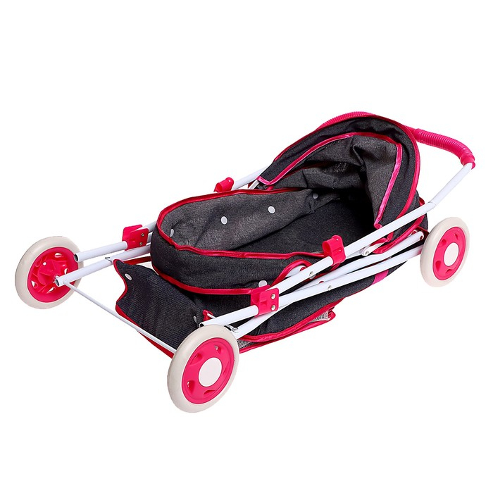 Коляска универсальная для кукол, с корзиной, металлический каркас, МИКС Коляска универсальная для кукол, с корзиной, металлический каркас, МИКС