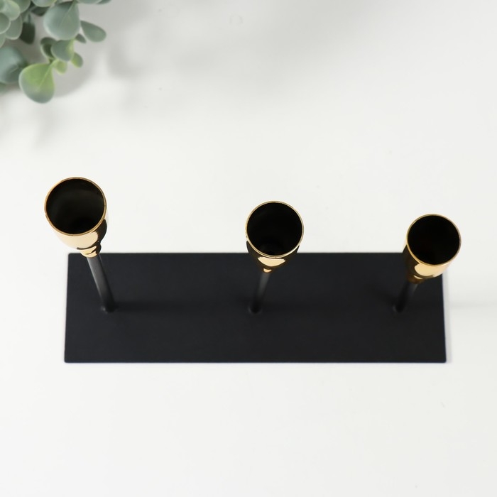 Подсвечник металл на 3 свечи Подсвечник металл на 3 свечи "Ахиллес" чёрный с золотом 20х6х18 см