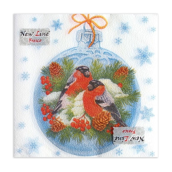 Новый год. Салфетки бумажные New Line Fresco «Зимние птички», 33х33 см, 2 слоя 20 листов Новый год. Салфетки бумажные New Line Fresco «Зимние птички», 33х33 см, 2 слоя 20 листов