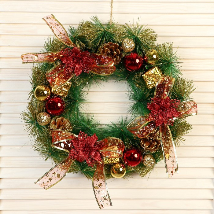 Венок новогодний d-40 см Венок новогодний d-40 см "Клетчатые бантики"