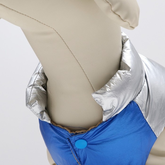 Куртка для собак с утяжкой размер 10 (ДС 25, ОГ 34,ОШ 24), серебряно-синяя Куртка для собак с утяжкой размер 10 (ДС 25, ОГ 34,ОШ 24), серебряно-синяя