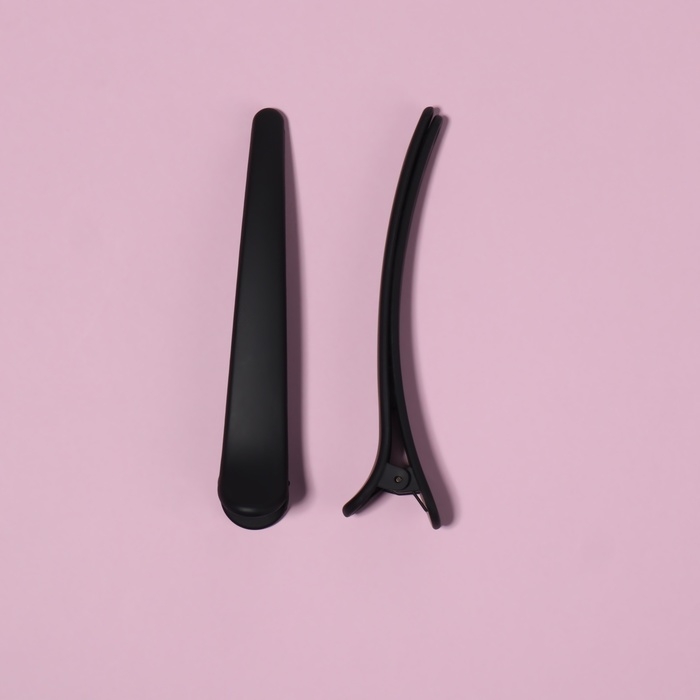 Зажимы для волос, прорезиненные, набор - 2 шт, 11,5 см, цвет чёрный Зажимы для волос, прорезиненные, набор - 2 шт, 11,5 см, цвет чёрный