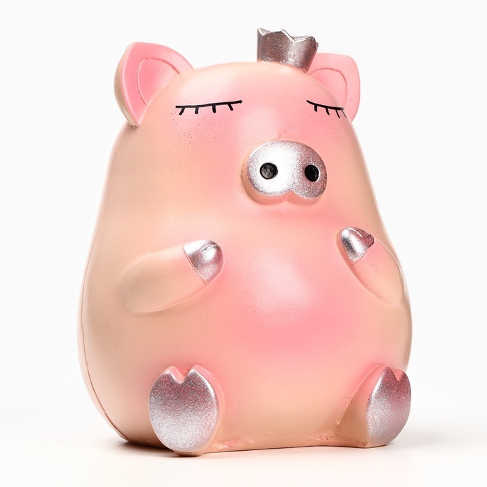 Копилка Копилка "Свинка с короной" розовая-серебро, 17см