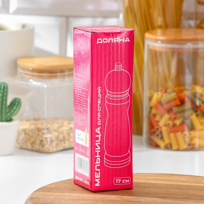 Мельница для специй Доляна, 17×4,5 см, металлический механизм, цвет светлое дерево Мельница для специй Доляна, 17×4,5 см, металлический механизм, цвет светлое дерево