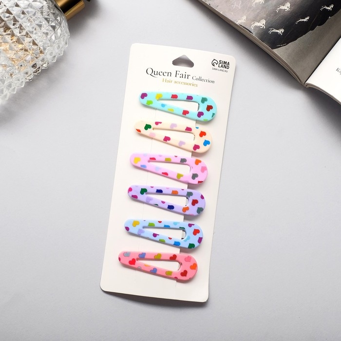 Невидимка для волос  Невидимка для волос "Беатрис" (набор 6 шт) любовь, 5 см