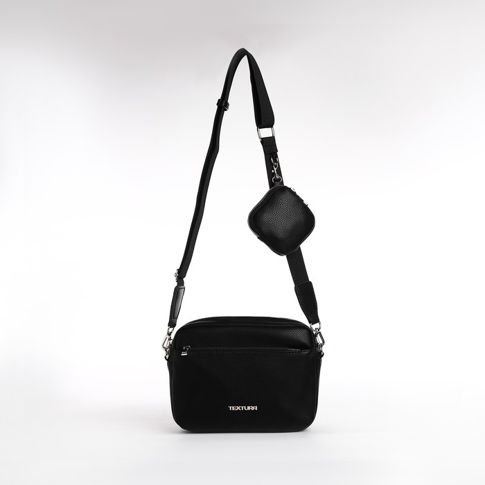 Сумка женская через плечо TEXTURA, маленький размер, цвет чёрный Сумка женская через плечо TEXTURA, маленький размер, цвет чёрный