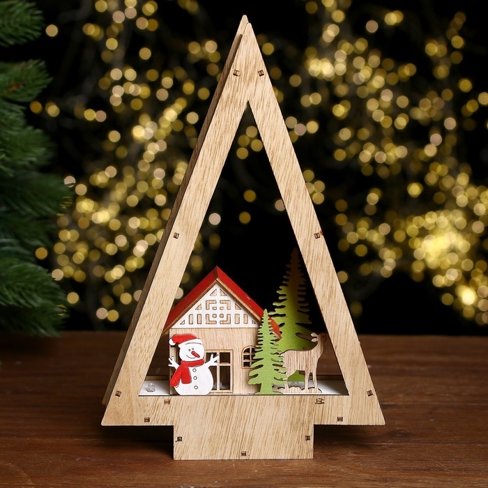 Декор с подсветкой «Домик в виде ёлки» 18 × 5 × 28 см Декор с подсветкой «Домик в виде ёлки» 18 × 5 × 28 см
