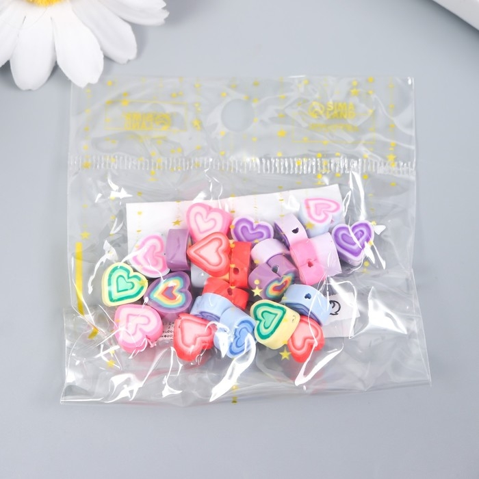 Бусины для творчества PVC Бусины для творчества PVC "Сердечки красочные" набор 25 шт 0,5х0,9х1 см