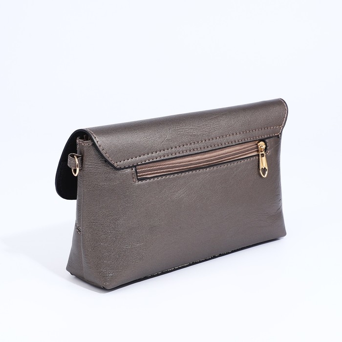 Сумка-клатч на магните, длинный ремень, цвет бронзовый Сумка-клатч на магните, длинный ремень, цвет бронзовый