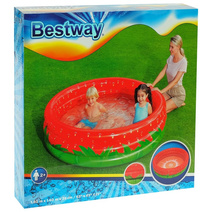 Бассейн надувной Sweet Strawberry, 168 x 168 х 38 см, 51145 Bestway Бассейн надувной Sweet Strawberry, 168 x 168 х 38 см, 51145 Bestway
