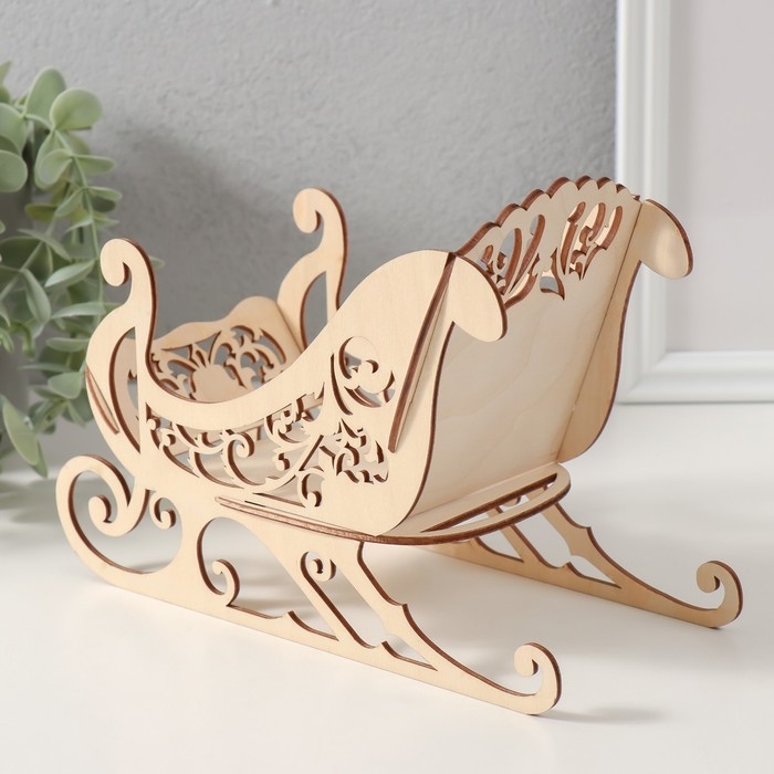 Шкатулка-сани  Шкатулка-сани "Узорчатые санки" 21х9х16,5 см (набор 5 деталей)