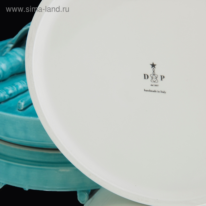 Шкатулка Шкатулка "Перо" бело-бирюзовая, 18 × 18 × 13 см