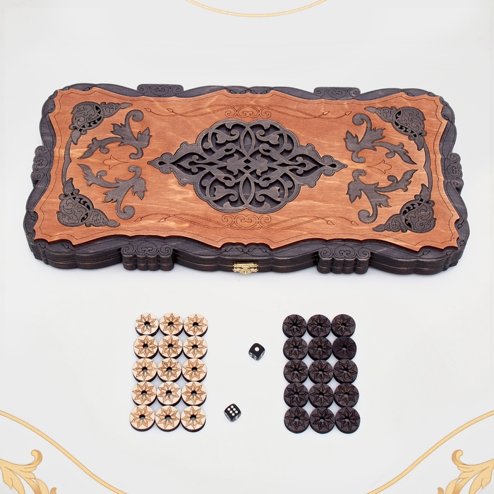 Нарды деревянные большие, резные, настольная игра  Нарды деревянные большие, резные, настольная игра "Узор", 45 х 45 см