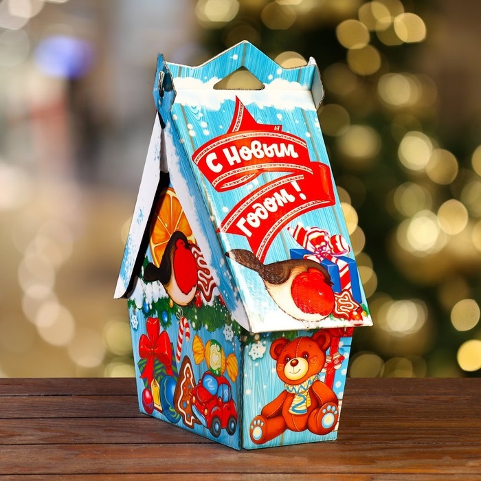 Новый год. Подарочная коробка Новый год. Подарочная коробка "Скворечник солнечный", 26 х 11 х 20,5 см.
