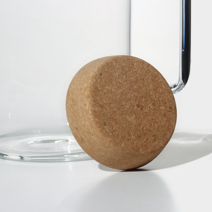 Кувшин для воды стеклянный с пробковой крышкой «Эко», 1,8 л, 17×10,5×22 см Кувшин для воды стеклянный с пробковой крышкой «Эко», 1,8 л, 17×10,5×22 см