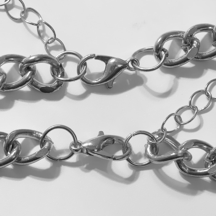 Браслеты «Неразлучники» на магните, сердце на крупных звеньях, цвет серебро