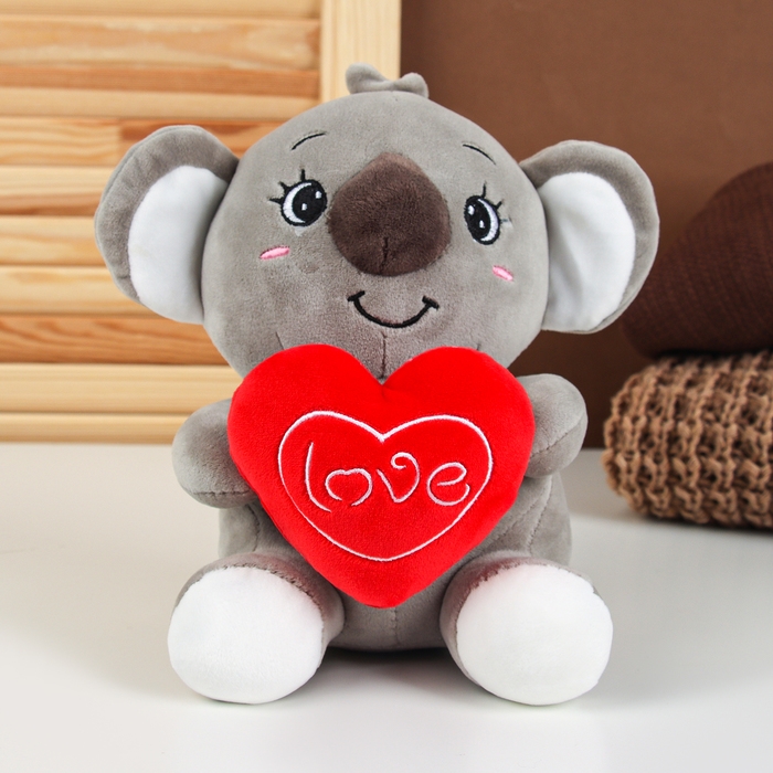 Мягкая игрушка «Коала» с сердцем, 22 см, цвет серый Мягкая игрушка «Коала» с сердцем, 22 см, цвет серый