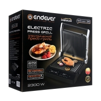 Гриль электрический Endever Grillmaster245, 2300 Вт, антипригарное покрытие, 30х22 см, серый 1052646